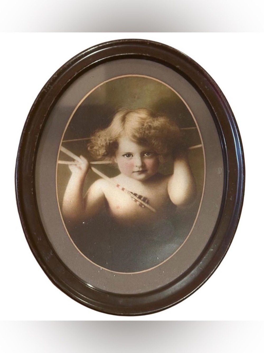 Vintage Oval Framed Cherub Angel Portrait